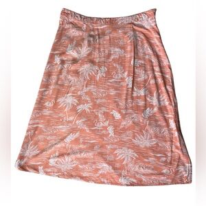 a.n.a A New Approach Tropical Midi Skirt XL Orange Salmon Cruise Beach Holiday